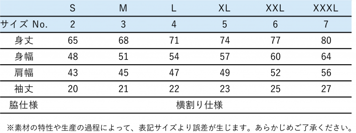 サイズ表