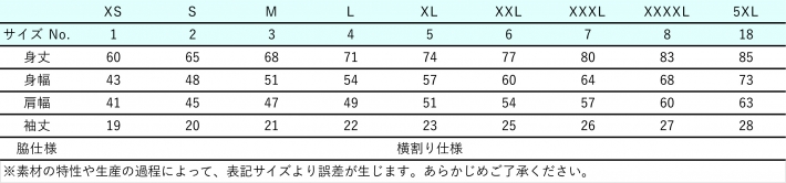 サイズ表