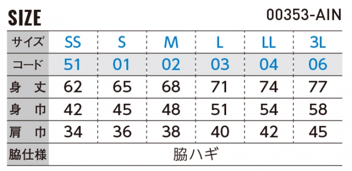 サイズ表