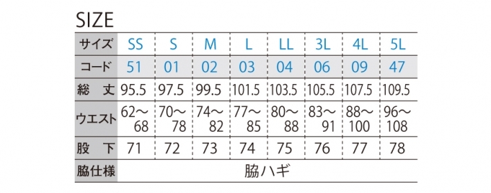 サイズ表