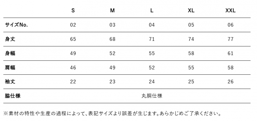 サイズ表