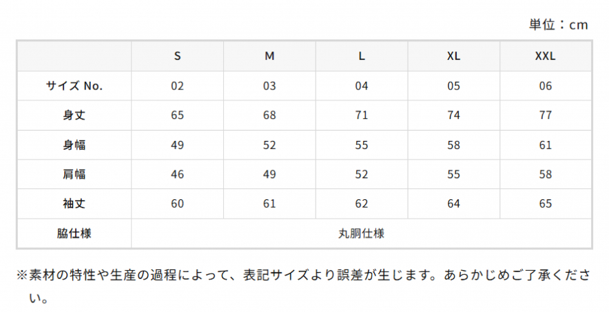 サイズ表